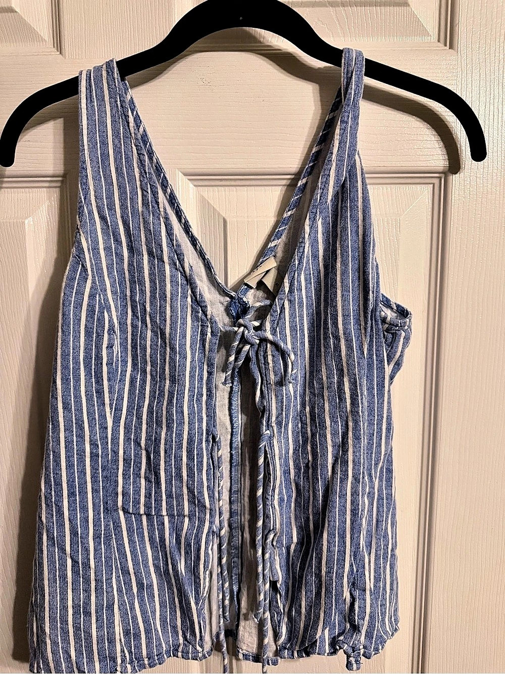 a new day Striped Linen Blend Shorts in Blue & White Size Medium